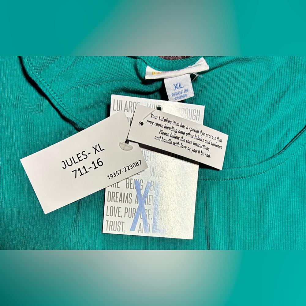 LuLaRoe Teal Tank Top - Picture 3 of 3